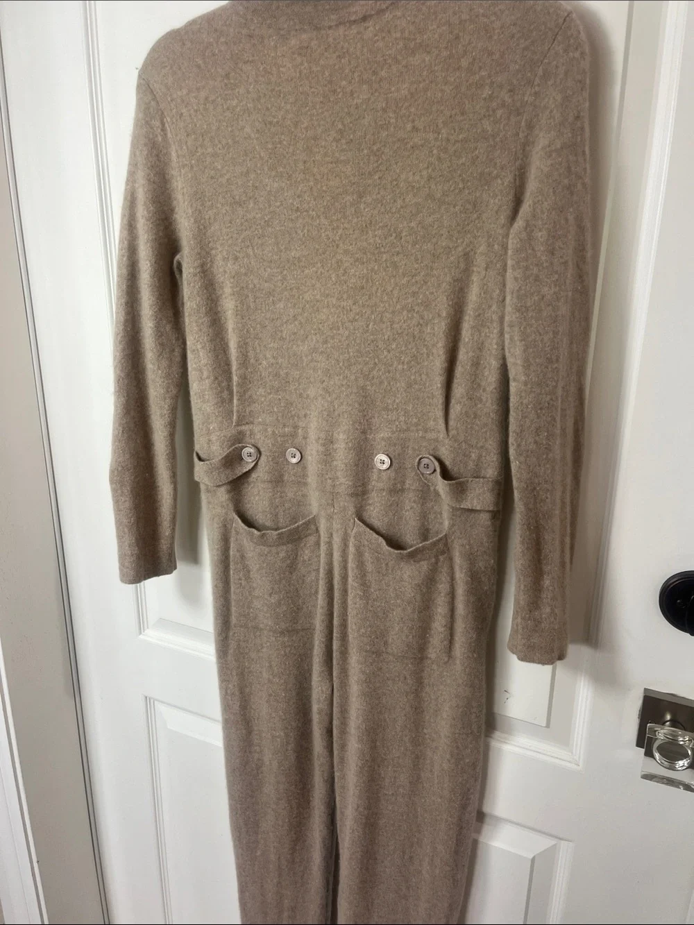 NakedCashmere soft tan oatmeal colored jumpsuit with pockets S/M